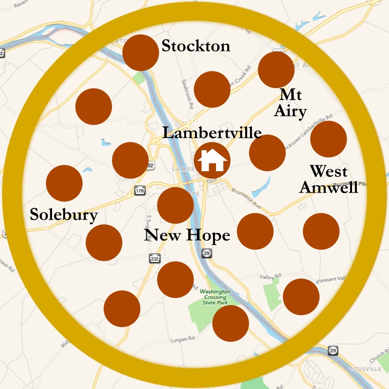 Delivery Area: Lambertville, New Hope, Stockton, West Amwell, Solebury